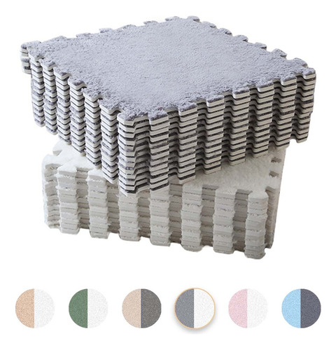 Tapete Alfombra Mayana 069 Modular Infantil Rompecabezas 10 piezas Color Gray White