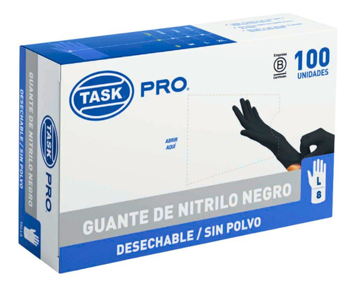 Guante Nitrilo Negro Task Pro Sin Polvo Talla L X 100