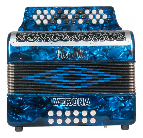 Acordeon Moretti Verona Gcf Sol 31 Botones 12 Bajos Azul