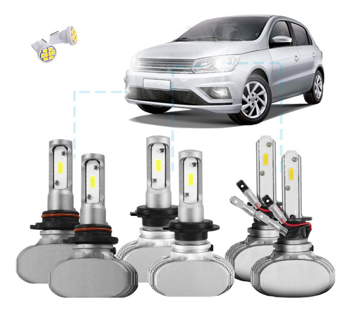 Kit Ultra Led S1 Vw Gol G8 2018/2023 12000 Lúmens 6500k