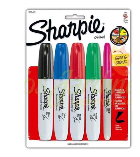 4 Marcadores Sharpie P/cincel + 1 P. Fino Gratis