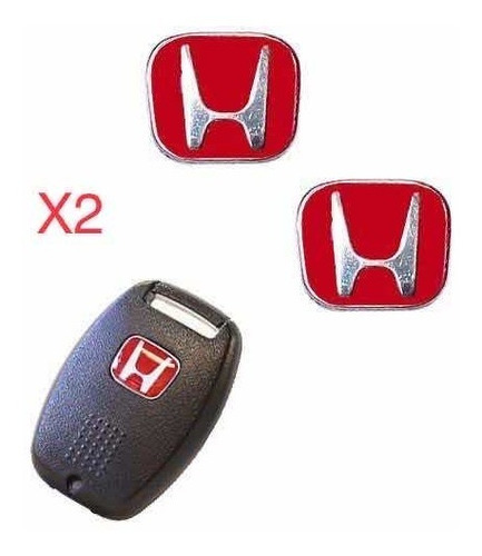2 Emblemas Honda Rojo Civic 2006 2013 Llave Control Alarma