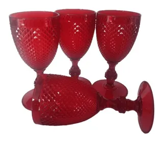 Copas De Acrílico  Set X 4 Rojas Verdes - 12 Oz