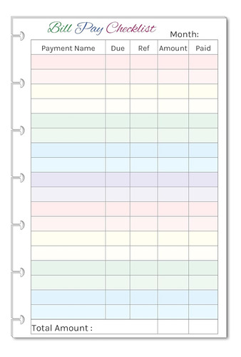 Lista De Pago De Facturas Mensuales Planificador De Tam...