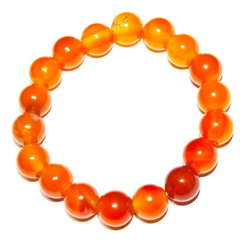 1 Pulsera Piedra Lisa   Agata 10 Mm  Naranja Amarillo Mix 