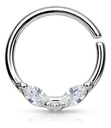 Aros - Bendable Marquise Czs Septum-cartilage Hoop Ring