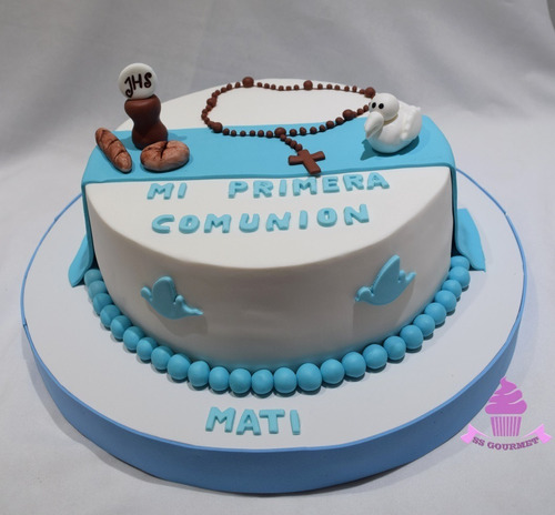 Torta Primera Comunion Bautismo Evento Confirmacion Celeste