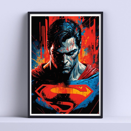 Cuadro Superman En Llamas Decorativo 30x40cm Con Vidrio