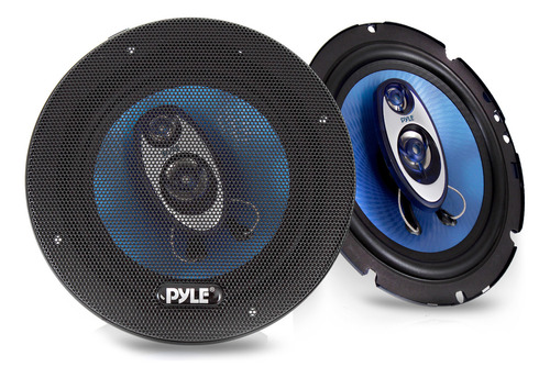 Bocinas Triaxiales Pyle de 6.5" de Tres Vías, 180 W RMS, 360 W de Potencia Máxima con Impedancia de 4 Ohmios y Tweeter Piezo de 3/4'' para Estéreo de Auto, Diseño Redondo, Sonido Profesional