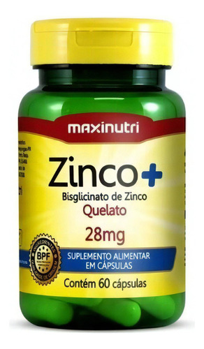 Zinco 28mg 60 Cápsulas Maxinutri