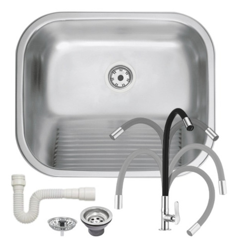 Tanque Tramontina Inox 50x40 + Torneira Lorenzetti Mesa Flex