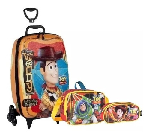 Kit Mochila Malinha Infantil Toy Story Woody 3d Rodinhas G