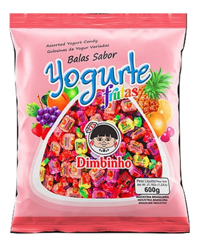 Bala Mastigável Yogurte Frutas 600g - Dimbinho