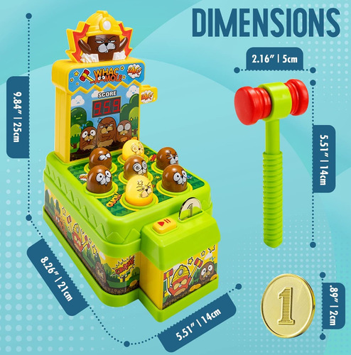 Imagen 5 de 7 de Juego Mini Arcade Mata Topos Electrónico + Marcador Y Sonido