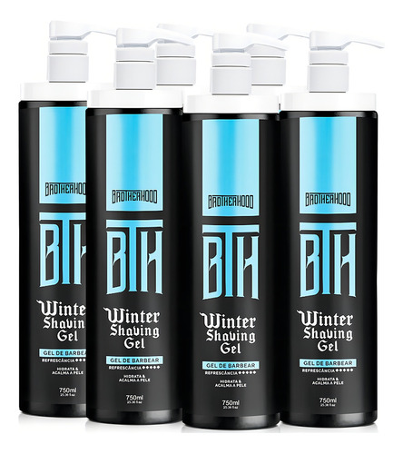 Kit 06 Shaving Gel Barber Winter Pump Alta Vazão Bth 750ml