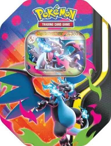Caja Pokémon TCG Mega Charizard X y Metálica Tin en Inglés | Envío