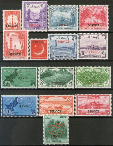 Imagen 1 de 1 de Pakistán Serie X 15 Sellos Uso En Impuestos, Mapa 1960-61 