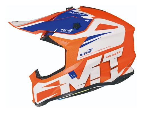 Casco Mt Moto Cross Mt Helmets Falcon Naranja 2019