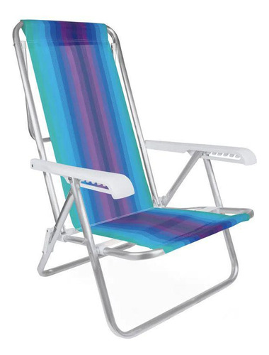 Cadeira De Praia Piscina Campo Alumínio 8 Posições Roxa Mor