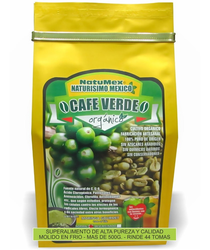 Cafe Verde Organico Con Moringa Y Cafe Tostado + Rico Y Sano