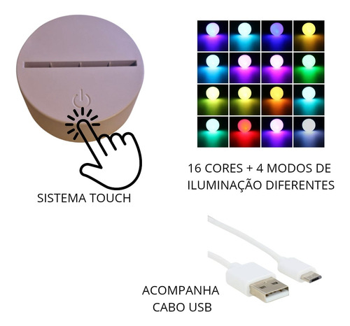 Luminária 3d Led 16 Cores Stitch Personalize Seu Nome Decora