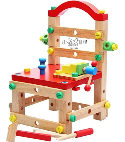 Silla De Madera Infantil Con Herramientas Para Armar 