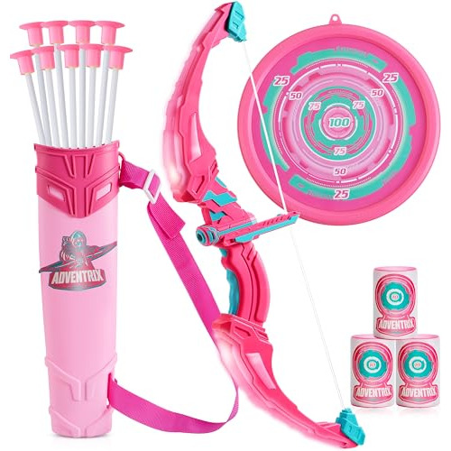 Adventrix Juego De Arco Y Flecha Rosa Para Niñas, Juego De 