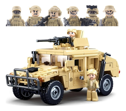 Humvee + 10 Soldados + Accesorios Construcción Bloques Niños