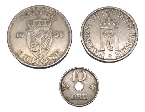 Monedas Noruega 1 Corona, 50 Y 10 Ore 3 Piezas Envio 57