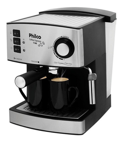 Cafeteira Coffee Express 15 Bar Com Filtro Permanente 850W Cor Preto com Prata Philco 220V
