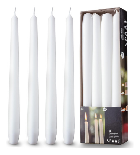 10 Velas Taper Candles Rambue, Color Blanco, 25 Cm, Paquete
