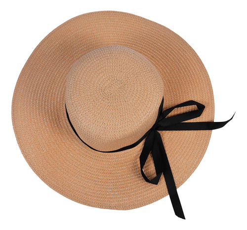 Sombrero Plegable Con Lazo De Paja Para Mujer, 1 Unidad, Som