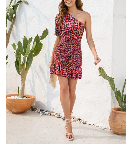 Mini Vestido De Cóctel Mujer Hombros Descubiertos