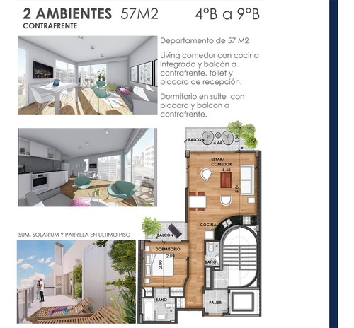 Venta, Departamento, 2 Ambientes , A Estrenar, Balcón, Parrilla, Terraza, Solarium, Belgrano