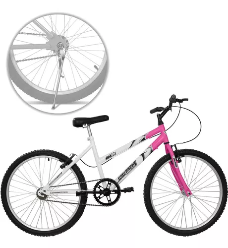 Bicicleta ultra bikes bicolor aro 24 18 marchas rosa e branca