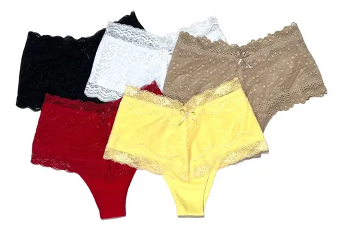 comprar Kit 10 Calcinha Modeladora Cós Alto Renda Forro 100% Algodão