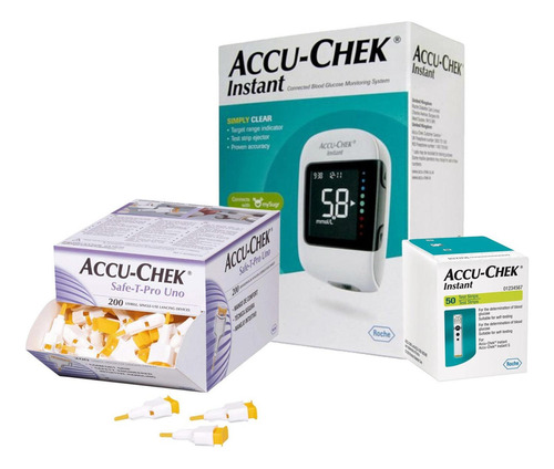 Pack Glucometro Accu Chek Instant+ 50 Tiras + 200 Lancetas