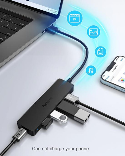 Hub Usb 3.0 De 5 Puertos Aceele, Concentrador Usb Ultradelga