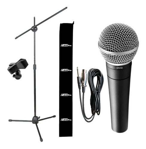Imagen 1 de 10 de Combo Microfono Parquer Sn58b + Pie Microfono Funda Cable