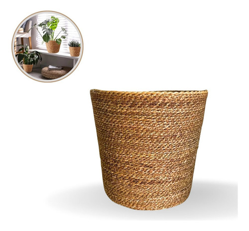 Cachepot Cesto Tendência Decoração Palha Boho Rustico Grande