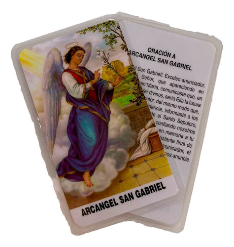 Estampa Plastificada Arcangel Gabriel Oracion X 10 Pai Joao