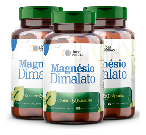 Magnésio Dimalato - 60 Cáps 420mg Kit Com 3 Potes