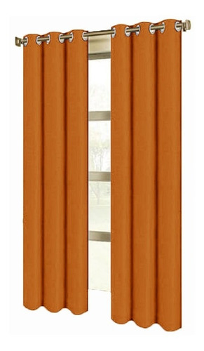 Cortinas Blackout 188cm Ancho X 240cm Largo En 2 Paneles Color Naranja