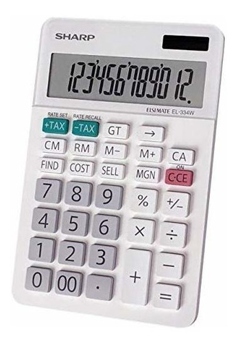 Calculadora De Escritorio Grande Sharp El334w, 12 Dígitos.