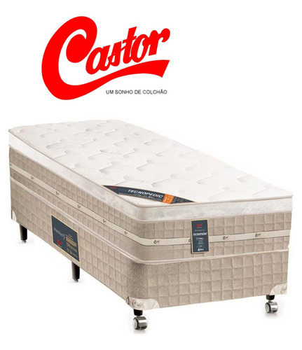 Cama Box Castor Solteiro King + Colchão Premium 96x203