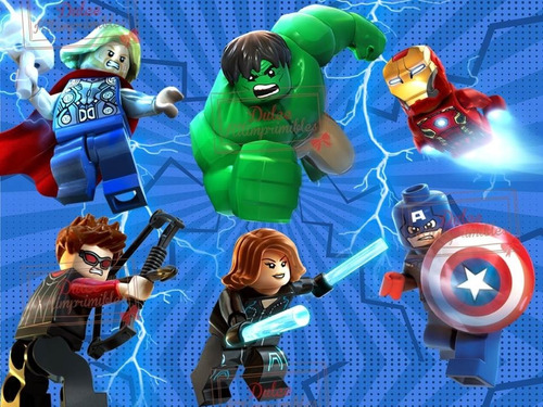 Kit Imprimible Lego Marvel Vengadores Candy Bar Cotillon