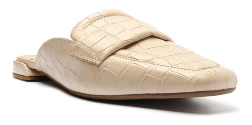 Imagem 1 de 5 de Sapato Mule Feminino Rasteiro Croco Off White - My Shoes
