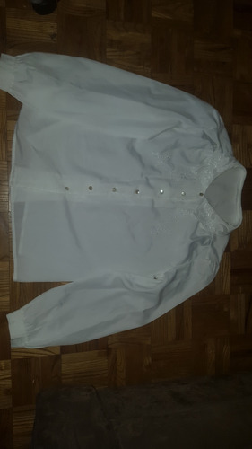 Blusa Talle M Seda Lavada Blanca