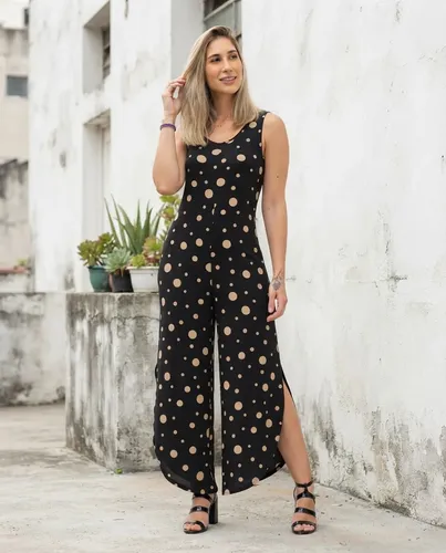 Macacão Feminino Poá Pantacourt Confortável Leve E Elegante