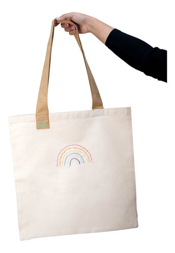 Imagen 2 de 4 de Tote Bag Bordado Artesanal Bolso Ecológico 40 X 40 Cm